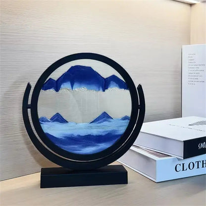 Rotating Sand Art - Blue Mountain Landscape